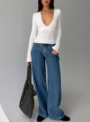 Lando Low Rise Straight Leg Jeans Mid Blue Wash