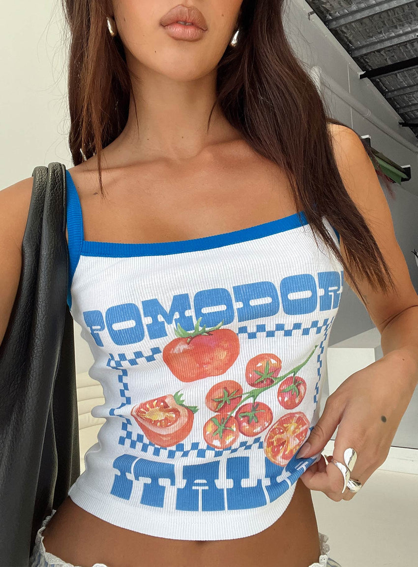 Pomodori Italia Graphic Tank White