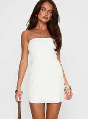 New Beginnings Strapless Mini Dress White