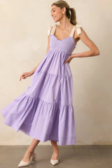 The Felicity Lavender Cotton Midi Dress