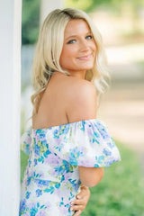 Trendy A Line Sweetheart Blue Printed Short Homecoming Dress with Bowknot