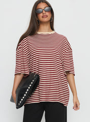Kieryn Oversized Top Red Stripe