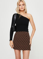 Selby Mini Skirt Brown Polka Dot
