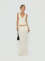 Zespri Jersey Maxi Skirt Cream Polka Dot