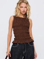 Marleene Shirred Top Chocolate