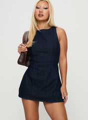 Ainsleigh Shift Denim Romper Dark Wash