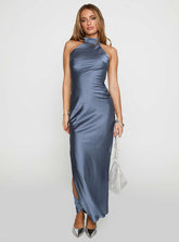 Mordecai Halter Maxi Dress Blue