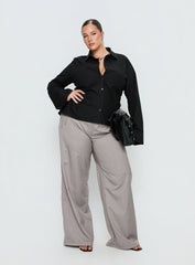 Eryx Tie Back Button Up Top Black Curve