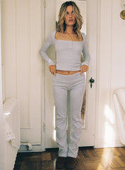 Golden Slumber Foldover Waist Flared Sleep Pant Grey