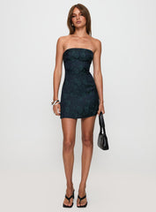 Ramie Strapless Mini Dress Navy