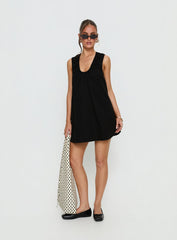 Eberta Ruched Baby Doll Mini Dress Black