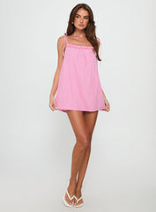 Little Wonders Frill Smock Mini Dress Pink Stripe