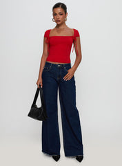Daena Tie Detail Top Red
