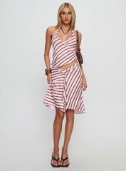 Fayez Top Diagonal Pink Stripe