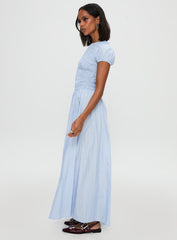 Wendelin Shirred Maxi Dress Blue Stripe