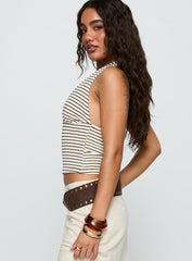 Whimsy Halter Top Chocolate / White Stripe