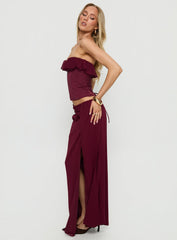 Hollian Draped Maxi Skirt Wine