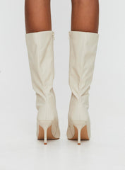 Elodiee Knee High Boots Cream