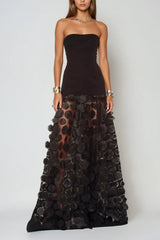 Boryana Dot Strapless Maxi Dress In Black
