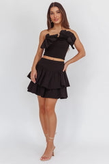 Deisi Concertina Strapless Crop Top Black