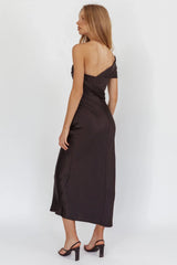 Guinevere One-Shoulder Waist Sash Maxi Dress Black