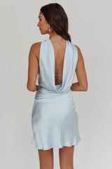 Damsel Reverse Halter Mini Dress Blue