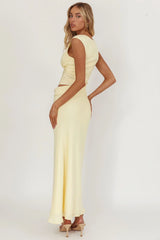 Sun Gaze Sheer Ruched Waist Maxi Dress Butter