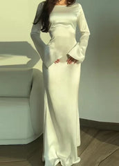 Aurora - Satin Long Sleeve Maxi Dress