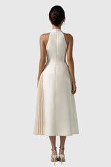 Zion Sleeveless Ruch Deconstruct Maxi Dress In White