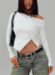 Karre Off The Shoulder Long Sleeve Top White