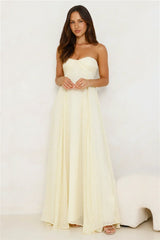 Secluded Grove Strapless Maxi Dress Yellow