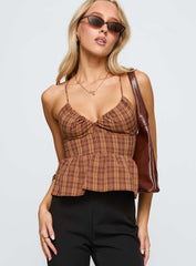 Croatia Frill Top Brown Check