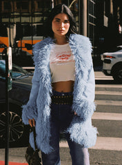 Josefina Faux Fur Detail Jacket Blue