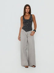 Quiet Confidence Studded Cowl Neck Top Grey