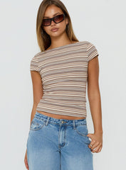 Nyren Low Back Boatneck Top Multi Stripe