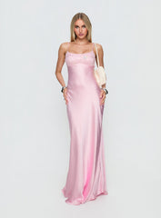 Truth Hurts Ruched Backless Maxi Dress Pink