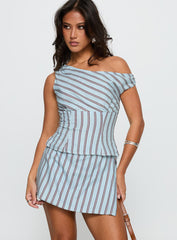 Gulliver Tie Side Mini Skort Blue / Maroon Stripe
