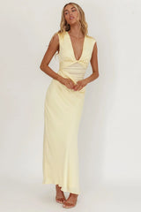 Sun Gaze Sheer Ruched Waist Maxi Dress Butter