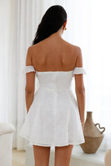 Lasting Impressions Off Shoulder Mini Dress White