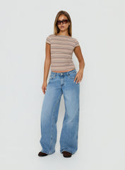 Nyren Low Back Boatneck Top Multi Stripe