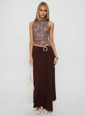 Nola Hardware Slit Maxi Skirt Brown