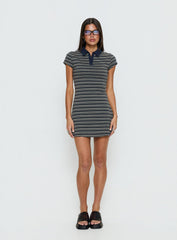Britte Polo Shirt Mini Dress Navy Stripe