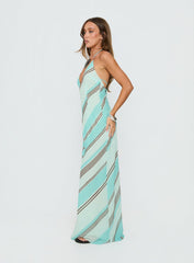 Esmira Halter Maxi Dress Blue Stripe