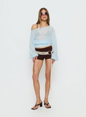Idalina Slouchy Chiffon Top Blue