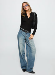 Kandis Long Sleeve Bodysuit Black