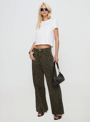 Briony Low Rise Wide Leg Jean Leopard