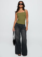 Bare It All Buckle Detail Top Green