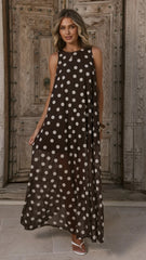 Amryn Maxi Dress - Choc/White Polka Dot