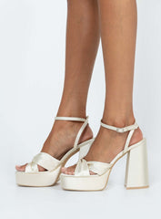 Everlasting Satin Platform Heels Champagne