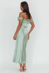 Summerfield Off-Shoulder Maxi Dress Pistachio